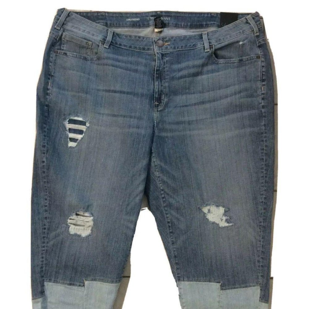 NEW Lane Bryant Womens 26 R -2 Tone Medium Denim
